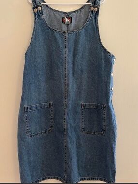 Y2K 90s Jean Denim Pinafore Dress - Blue